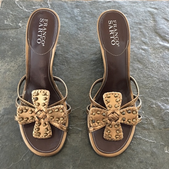 Franco Sarto Open Back Wedge Beaded Sandals - Picture 2 of 8